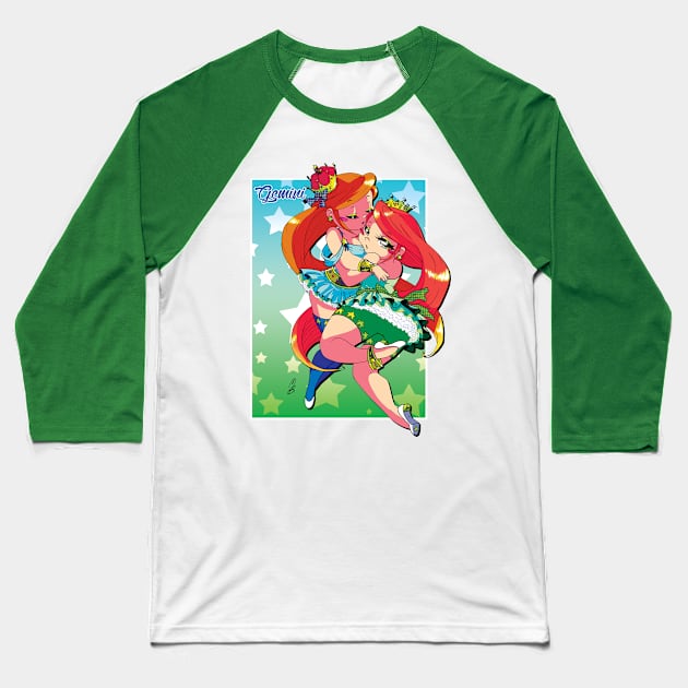 CHIBI-ZODIAC GEMINI Baseball T-Shirt by MBsilverLuna